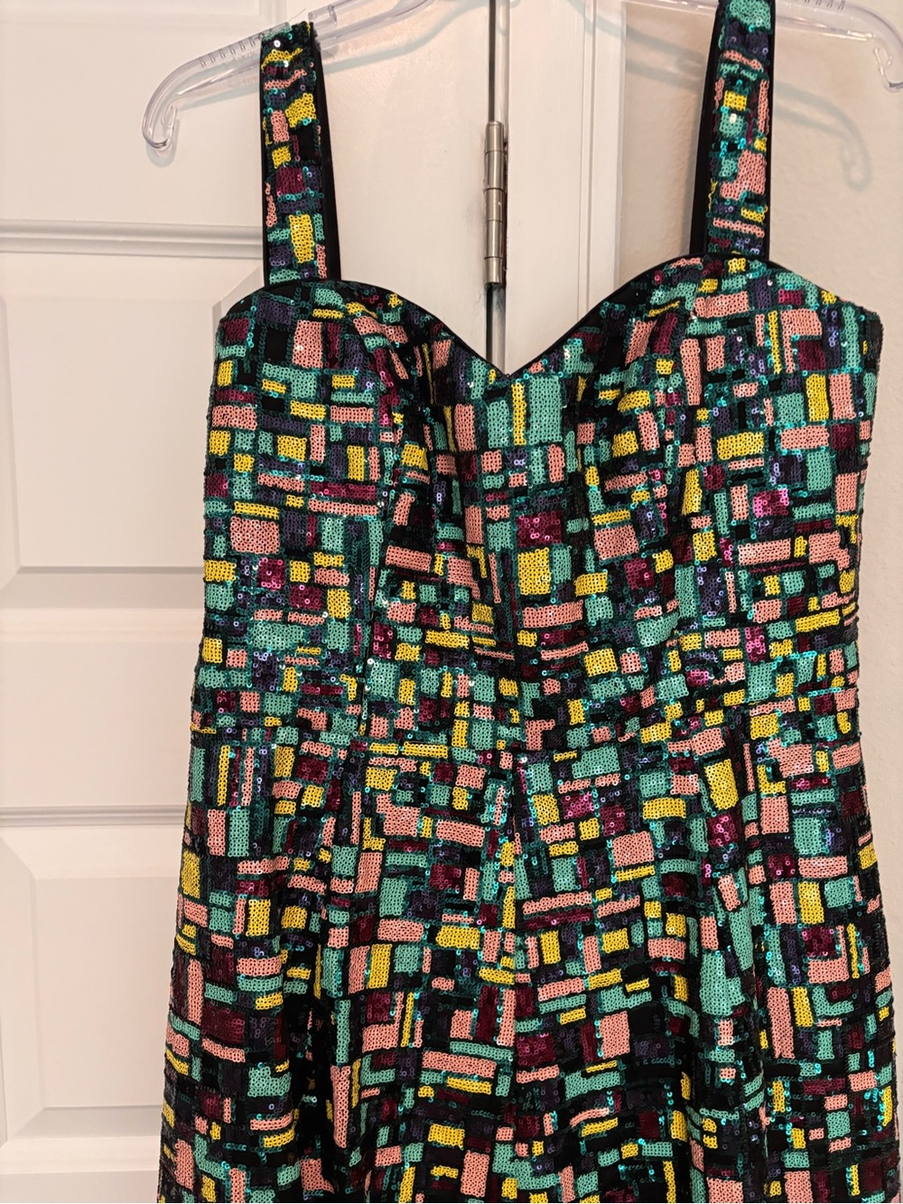 Dress The Population Black Sequin Mosaic Maxi Dress with Multicolor Accents - Picture 3 of 6